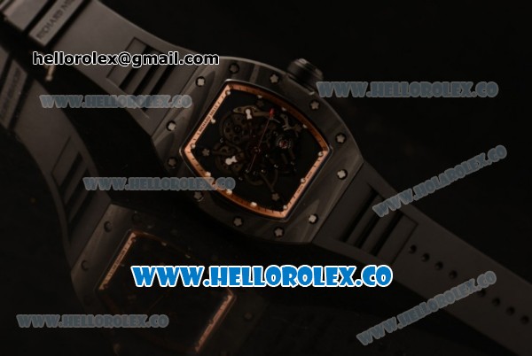 Richard Mille RM 055 Bubba Watson Miyota 9015 Automatic Carbon Fiber Case with Black Rubber Strap and Black Dial - Click Image to Close